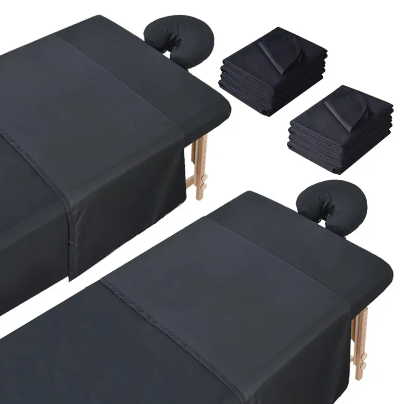 Qioyailv – 2 Ensembles de Draps Microfibre pour Table de Massage – 3 Pièces par Ensemble, Résistants aux Taches et aux Plis