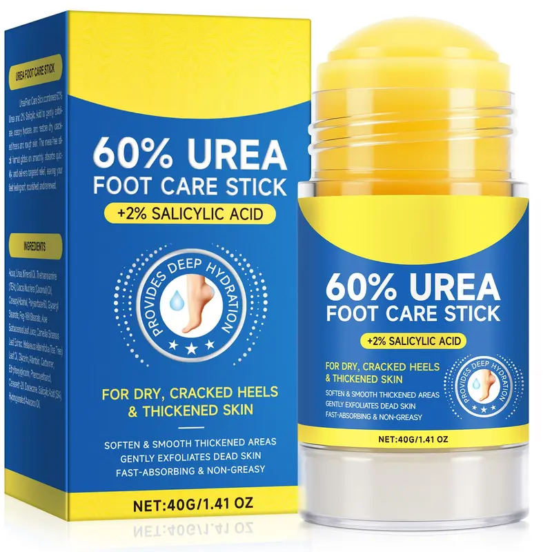QJCWXIAOX Bâtonnet Soin Pieds — Urée 60% et Acide Salicylique 2%, Hydratant Doux, 40 g