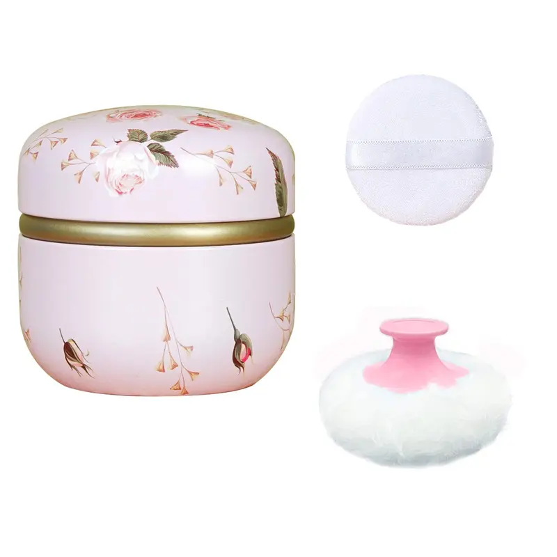 Qopoto Poudrier Corps et Boîte à Poudre – Application Douce et Étui Voyage (Fleurs Romantiques)