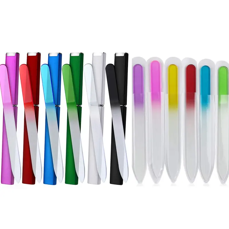 QRWT - Lot de 12 Limes à Ongles Verre Cristal avec Étui – Double Face, Multicolore