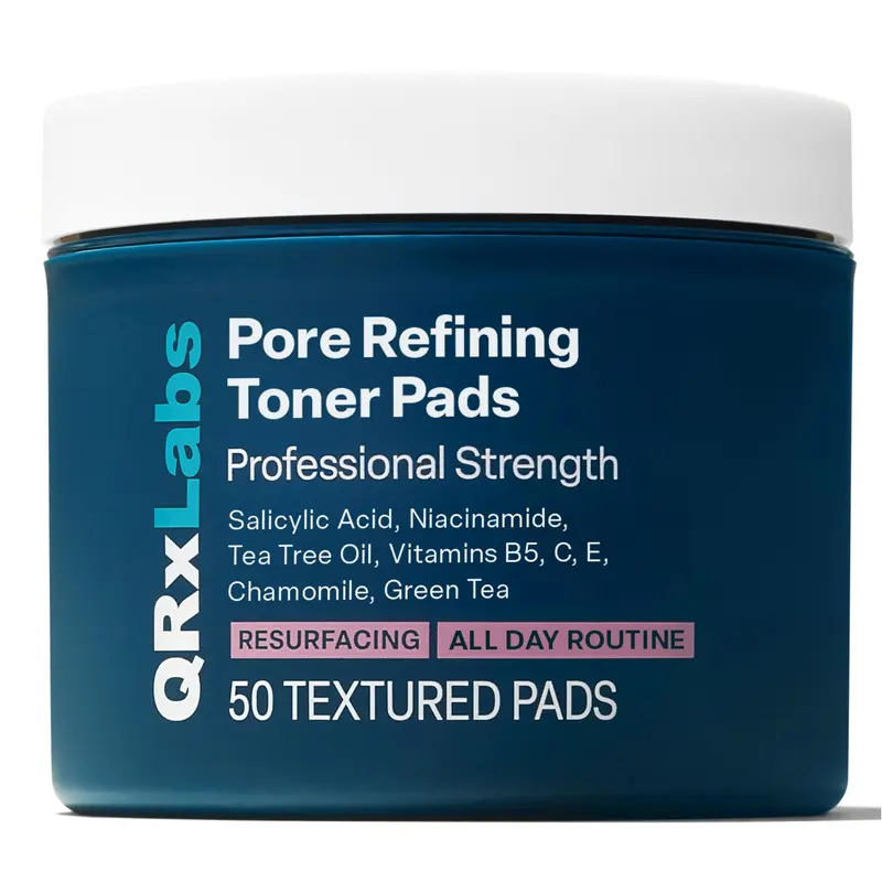 QRxLabs cotons-tonifiants-pores – Acide salicylique et niacinamide – peau plus nette | 50 cotons