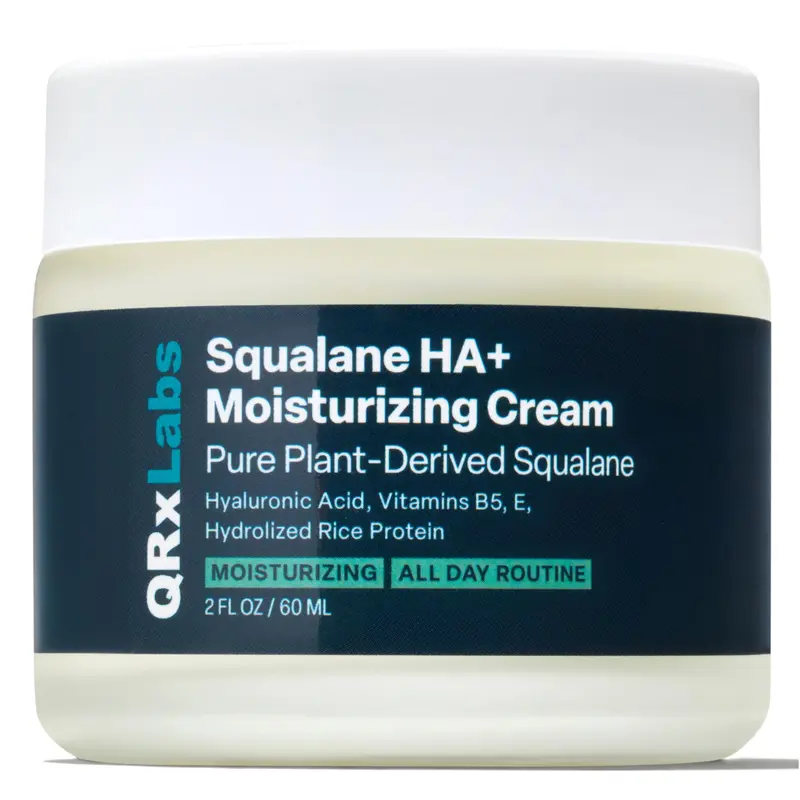 QRxLabs Crème Visage Squalane Végétal — Hydratation Hyaluronique, Vitamine B5 et Protéine de Riz, Sans Silicone, Cruelty-Free, 60 ml