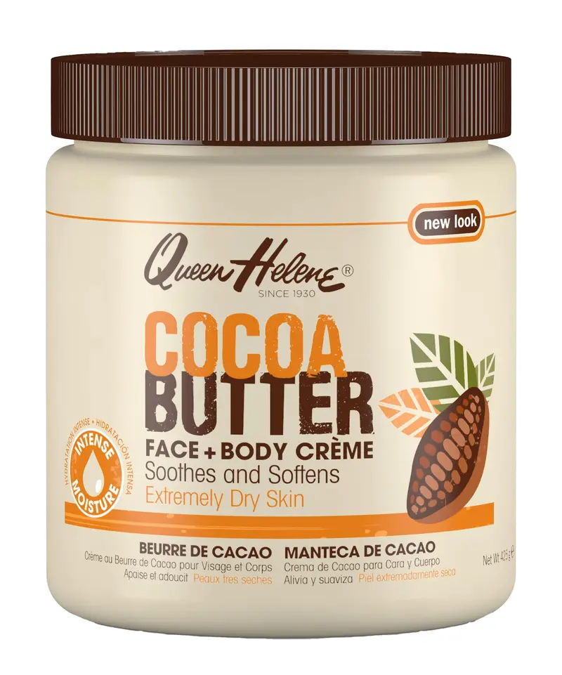Queen Helene Crème Beurre de Cacao – Visage et Corps, Hydratation Extra-Riche Pour Peau Sèche | Douceur et Éclat | Pot 4,8 oz