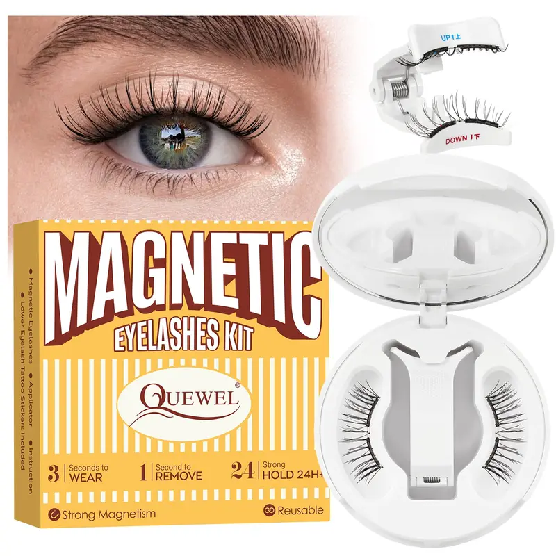 QUEWEL Cils Magnétiques avec Applicateur – Sans Colle, Réutilisables (Soft-Magnetic-C)