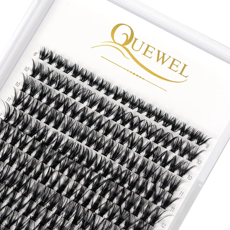QUEWEL Cluster Cils 240pcs – Extensions Indivuelles DIY 40D 0.07D Mix 8-14mm