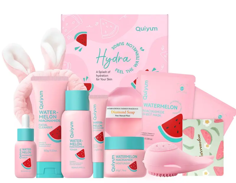 QUIYUM Kit Soin Melon pour Jeunes Filles – Routine Beauté en 7 Produits