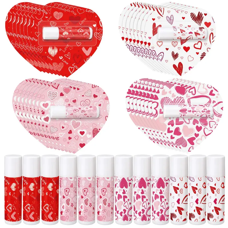Qunclay – 24 Baumes Lèvres Saint-Valentin, Faveurs et Cadeaux Galentine, Format Voyage