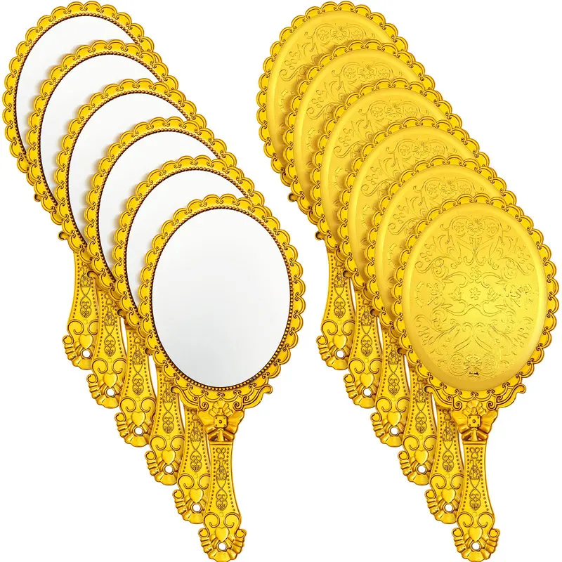 Qunclay – Lot de 12 Miroirs Mains Vintage Or Embossé, Portables