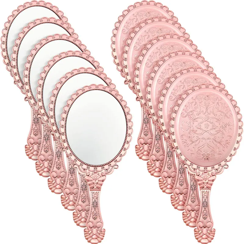 Qunclay Miroirs de Poche Princesse Rose Doré – Lot de 12, 24,9 cm x 11,4 cm