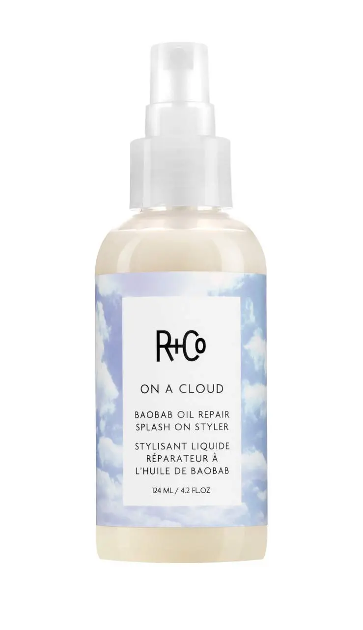 R+Co On A Cloud Baobab Oil Repair Splash – Soin sans rinçage, brillance et réparation (124 ml)