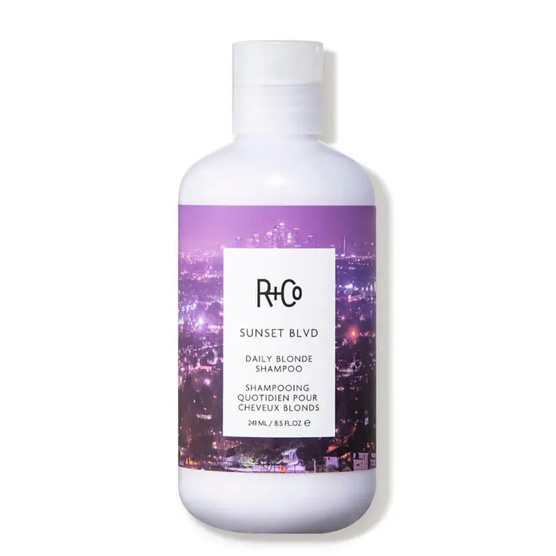 R+Co Sunset Blvd Shampoing Blond Quotidien | Éclaircit, neutralise les reflets jaunes et hydrate | Vegan & Cruelty-Free | 250 ml