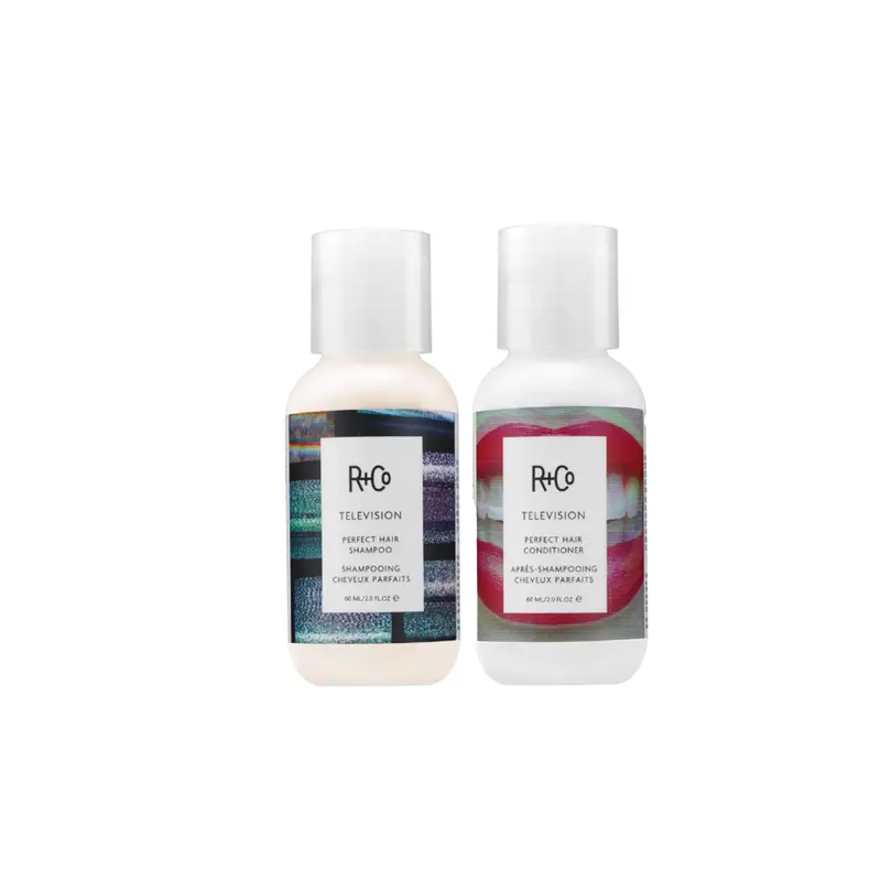 R+Co TV Perfect Shampoo et Après-shampooing de Voyage — Soin capillaire, brillance et volume | Végan et sans cruauté | 2 oz (pack de 2)