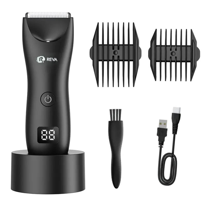 R REVA Multi Groomer Tout-en-Un – Tondeuse sans fil pour hommes et femmes, projecteur LED, lames céramique, étanche, charge rapide