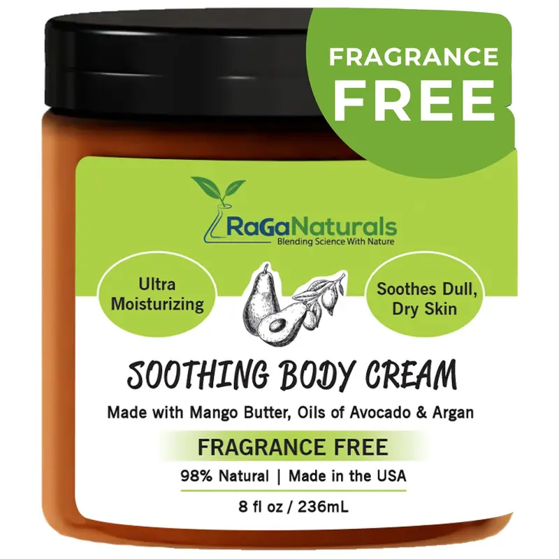RaGaNaturals Crème Hydratante Mangue – Soin Sans Parfum pour Peau Sèche et Très Sèche, 8 Oz