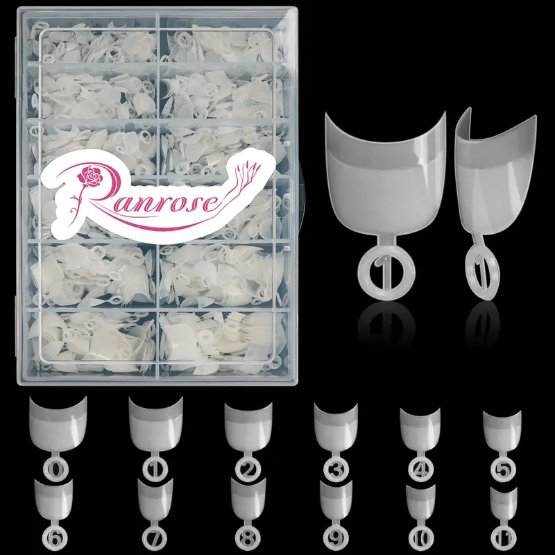 Ranrose 600pcs — Faux Ongles Courts Ovales, 12 Tailles, Pose Facile pour Atelier Nail à Domicile