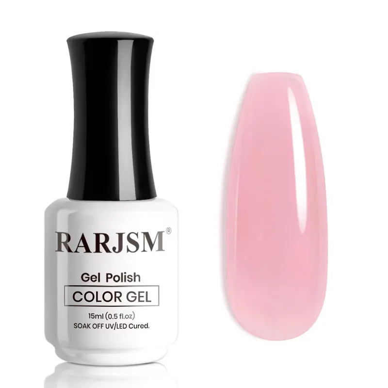 RARJSM Vernis Gel Nude Jelly – Rose Barbe-à-Papa Nude Translucide 15 ml