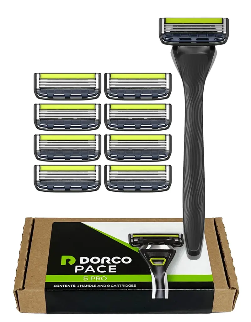 Rasoir Dorco Pace 5 Pro – Système de rasage pour hommes avec tondeuse et 9 cartouches