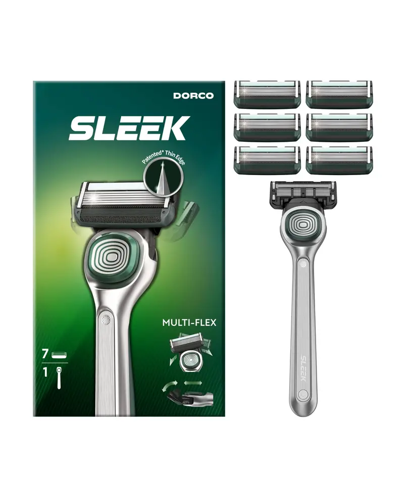 Rasoir DORCO SLEEK 6 Lames pour Homme – 7 Cartouches, Manche Ergonomique et Multi-Flex
