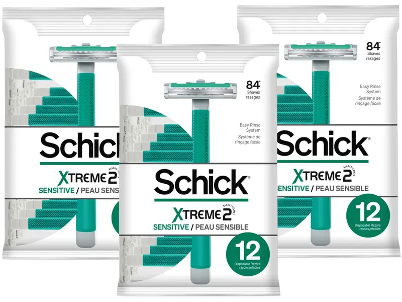 Rasoir jetable Schick ST2 Sensitive pour homme – Pack de 3x12 rasoirs
