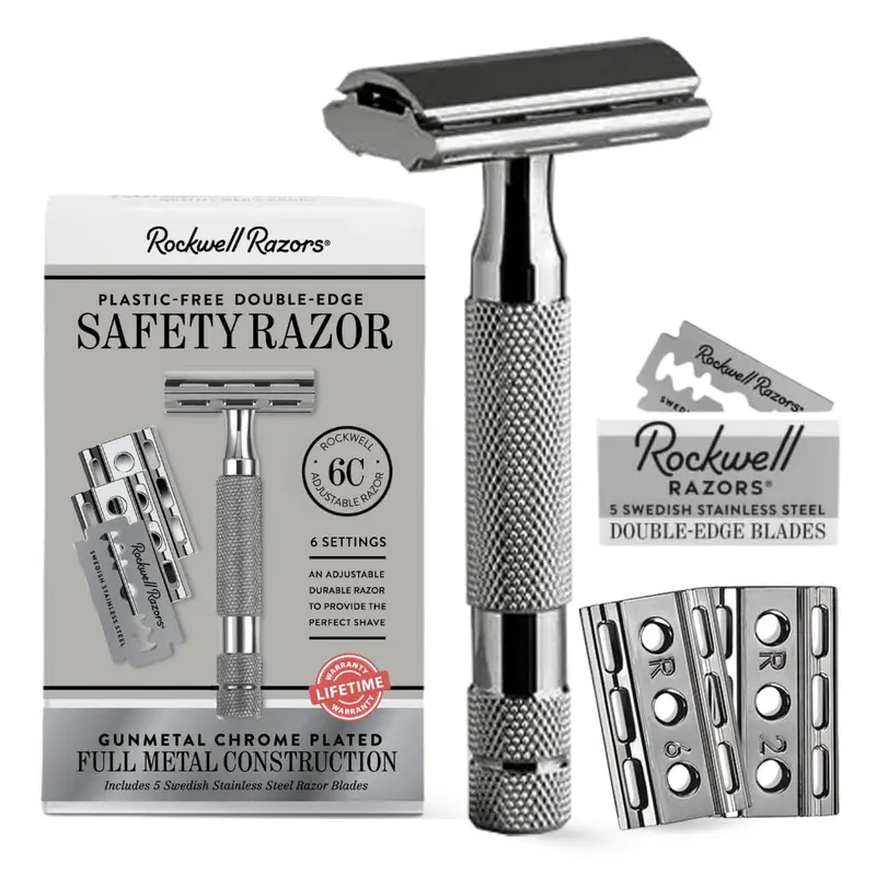 Rasoir Rockwell 6C – 6 réglages ajustables et lames recyclables