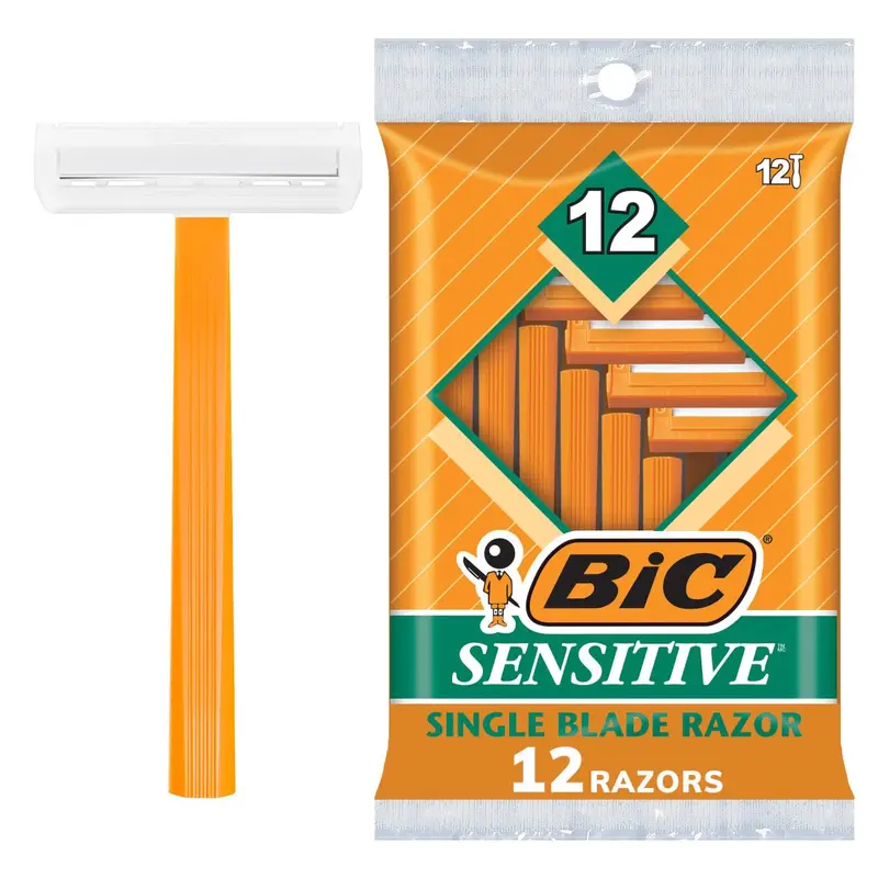 Rasoirs jetables BIC Sensitive pour hommes – lame unique, peau sensible, lot de 12
