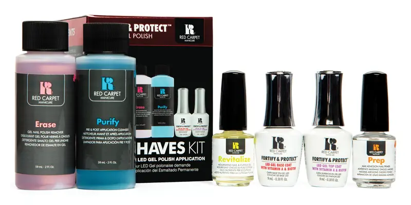 RC Red Carpet Manicure Fortify & Protect Kit – Gel UV/LED, Vitamine A et Biotine