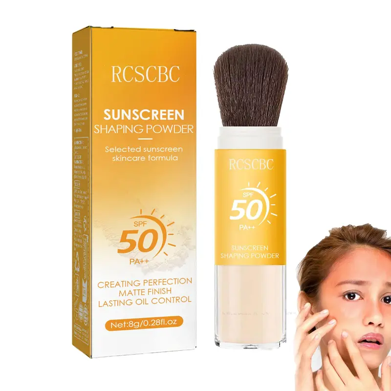 RCSCBC Poudre Solaire SPF50 – Pinceau Poudre Visage et Cuir Chevelu, Léger et Respirant