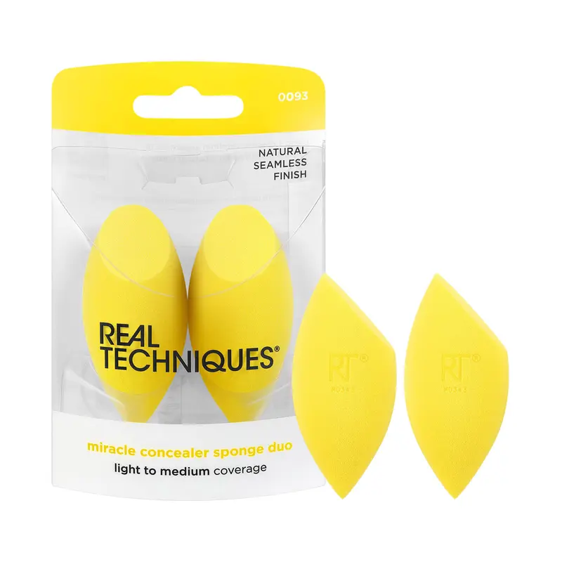 Real Techniques Miracle Éponge Correcteur – Allongée, Duo, Sans Latex, Végane
