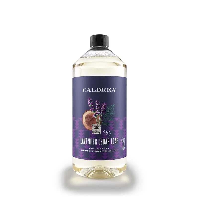 Recharge de Savon pour les Mains Caldrea Lavande Cedre Feuille – Aloe, Olive et Huiles Essentielles – 32 oz