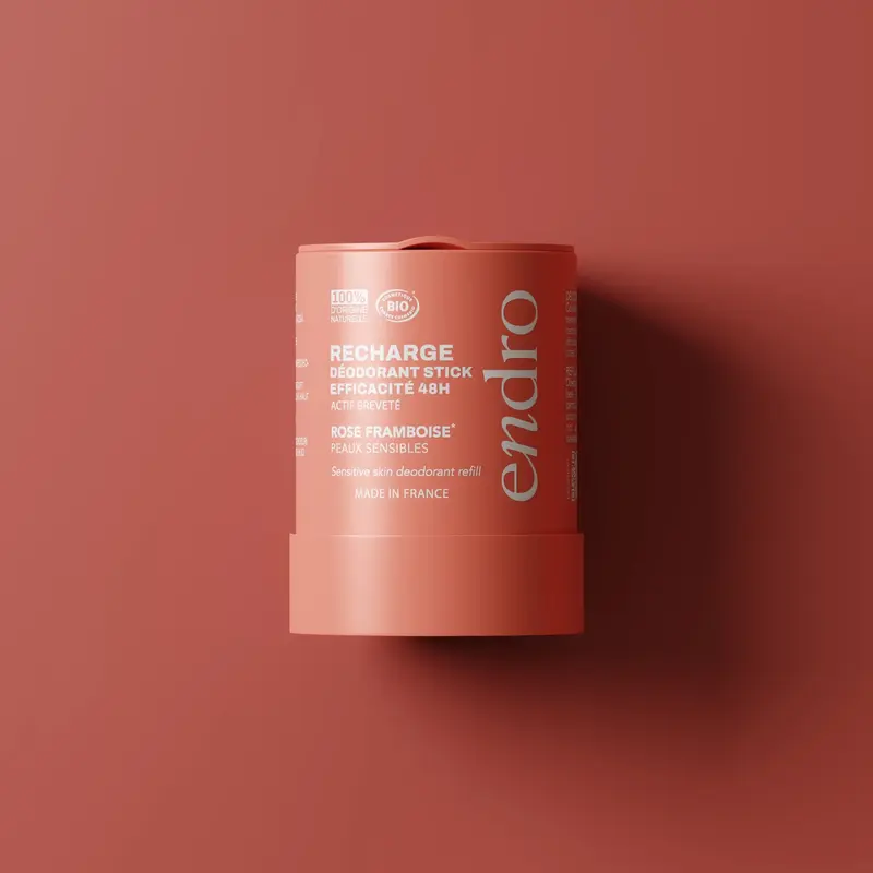 Recharge déodorant stick 48H - Parfum rose-framboise