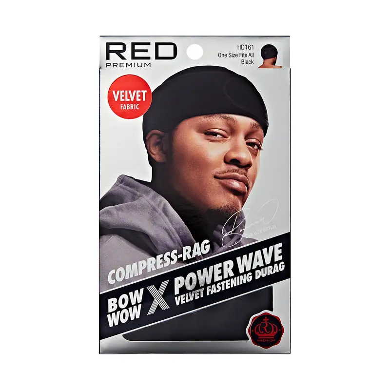 Red by Kiss – Durag Bow Wow X Power Wave, Cap de Compression 360 Wave, Velours Noir