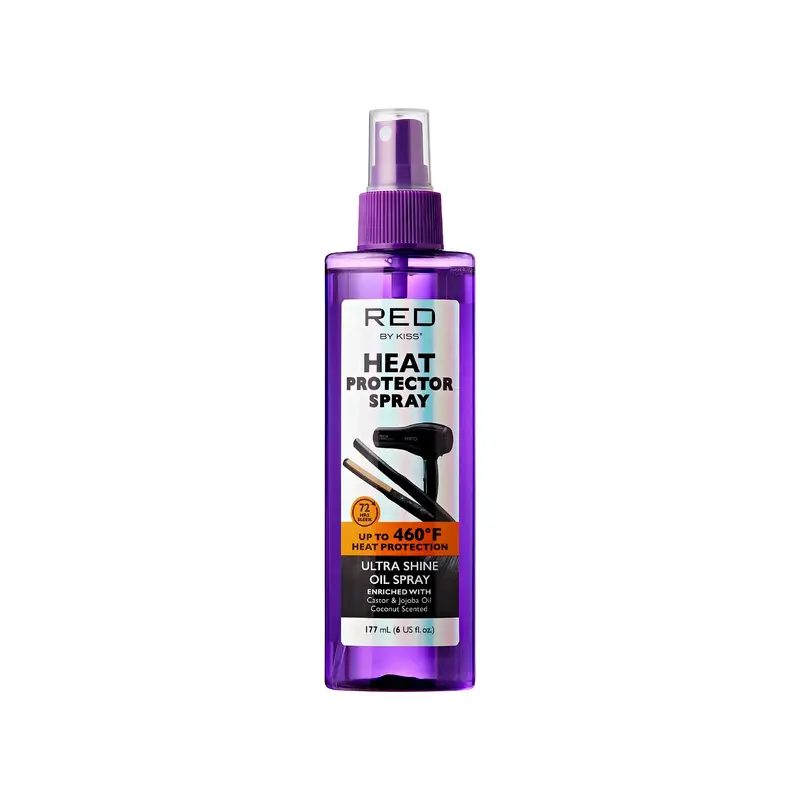 Red by Kiss Spray Protecteur Thermique Ultra Brillance – Protection jusqu’à 460°F, Anti-Frisottis, Hydratation et Renforcement (6 fl oz) – Forme Huile Protectrice