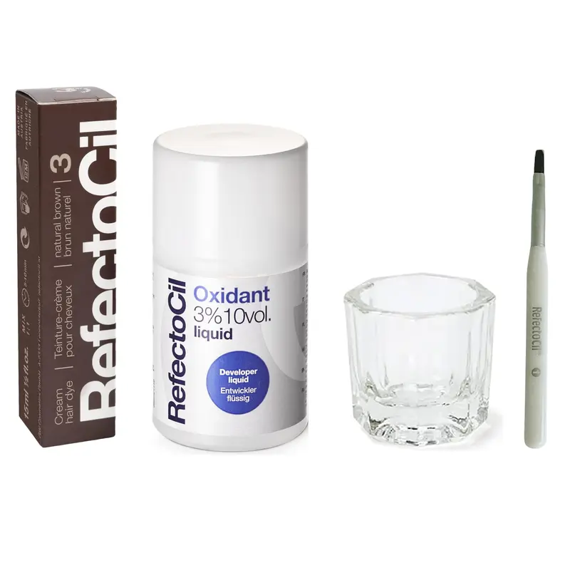RefectoCil Brun Naturel No.3 – Kit Teinture Cheveux (Crème + Oxydant 3%)