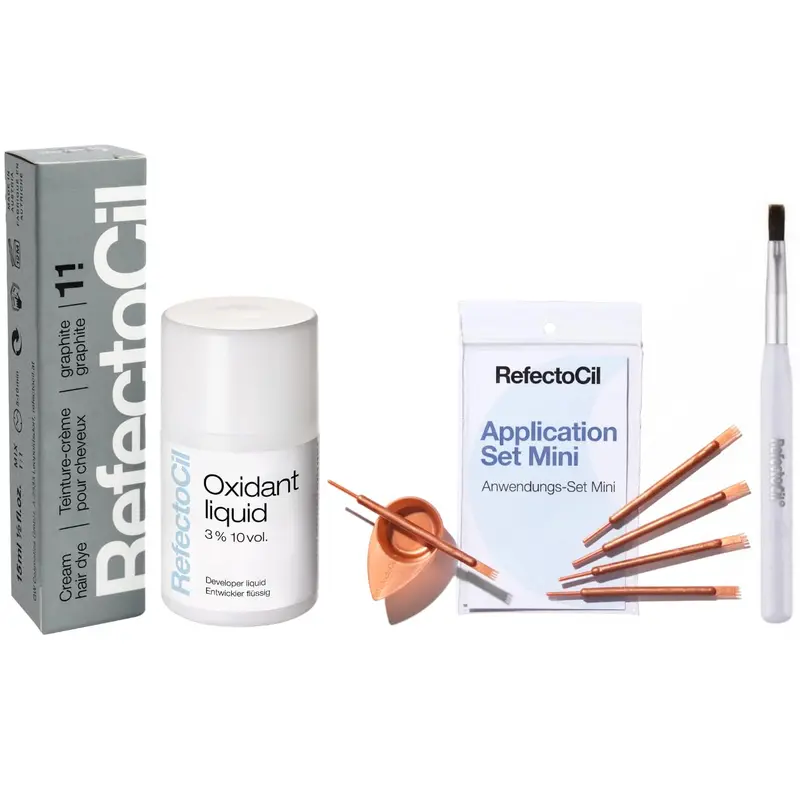 RefectoCil Graphite n°1.1 – Kit teinture crème cheveux + oxydant 3% + ensemble d’application