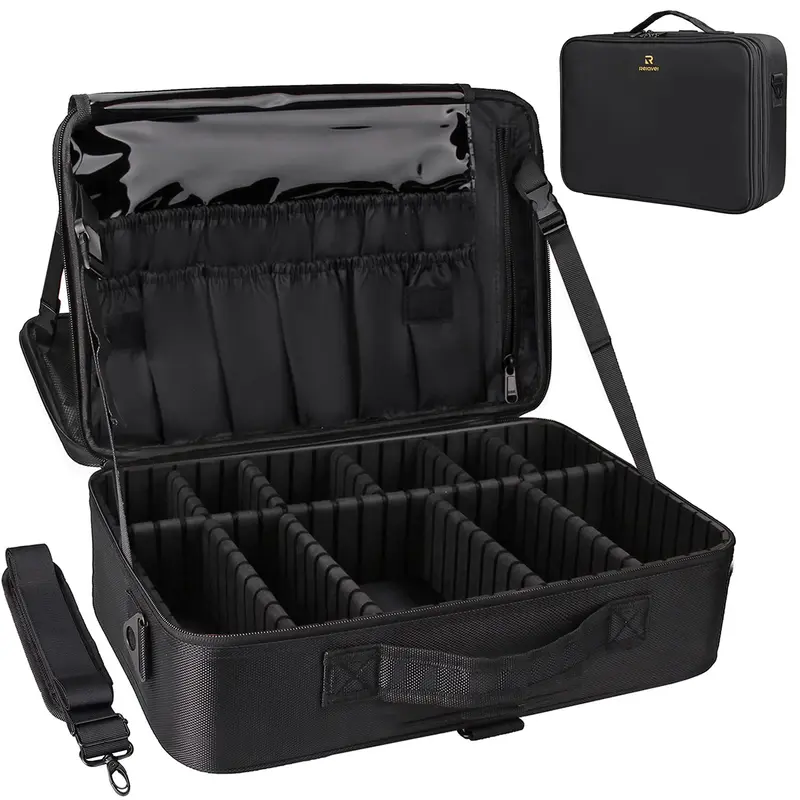 Relavel Coffret Maquillage Grand — Mallette Professionnelle 3 Niveaux, Étanche et Portable