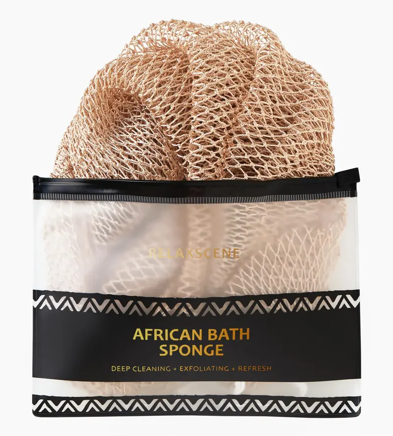 RelaxScene – Éponge Réseau Africain Authentique pour Dos – Gommage Exfoliant Doux et Hygiénique