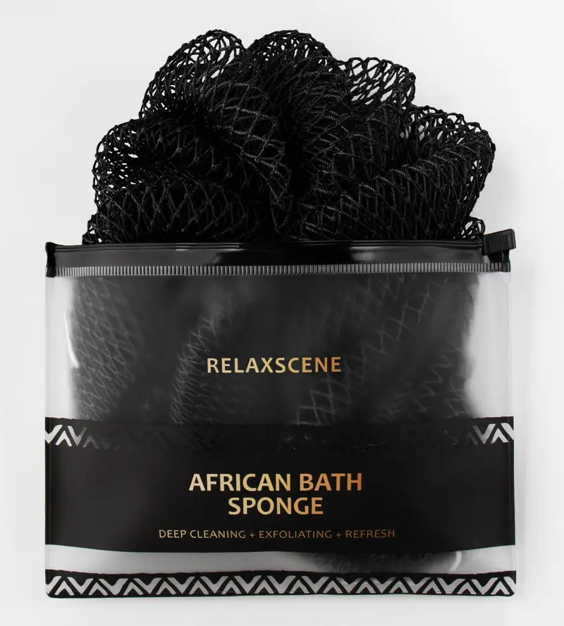 RelaxScene Éponge Réseau Africaine — Gommage Doux du Dos avec Noeuds | Accessoire Douche