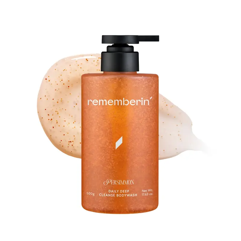 Rememberin Gel Douche Persimmon – Contrôle des odeurs, extrait de kaki coréen, sans sulfates, pH équilibré, 24 h de fraîcheur