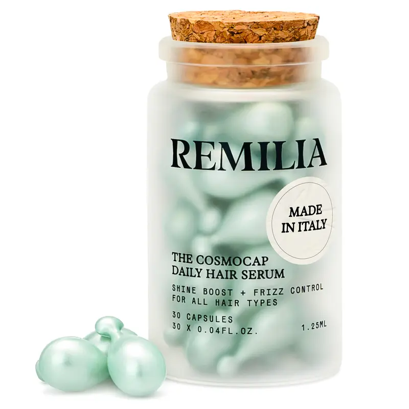 Remilia Hair | Capsules de Kératine et Pro-Vitamine B5 – Sérum capillaire sans rinçage, douceur et brillance – 30 capsules molles