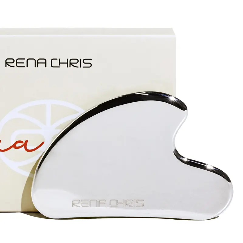 Rena Chris Gua Sha – Outil Visage en Acier Inoxydable pour le Contour et la Tonification