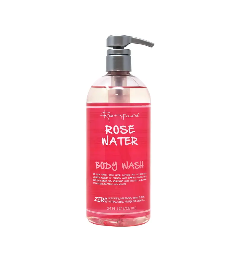 Renpure Gel Douche à l’eau de Rose — Hydratation Douce, 24 onces