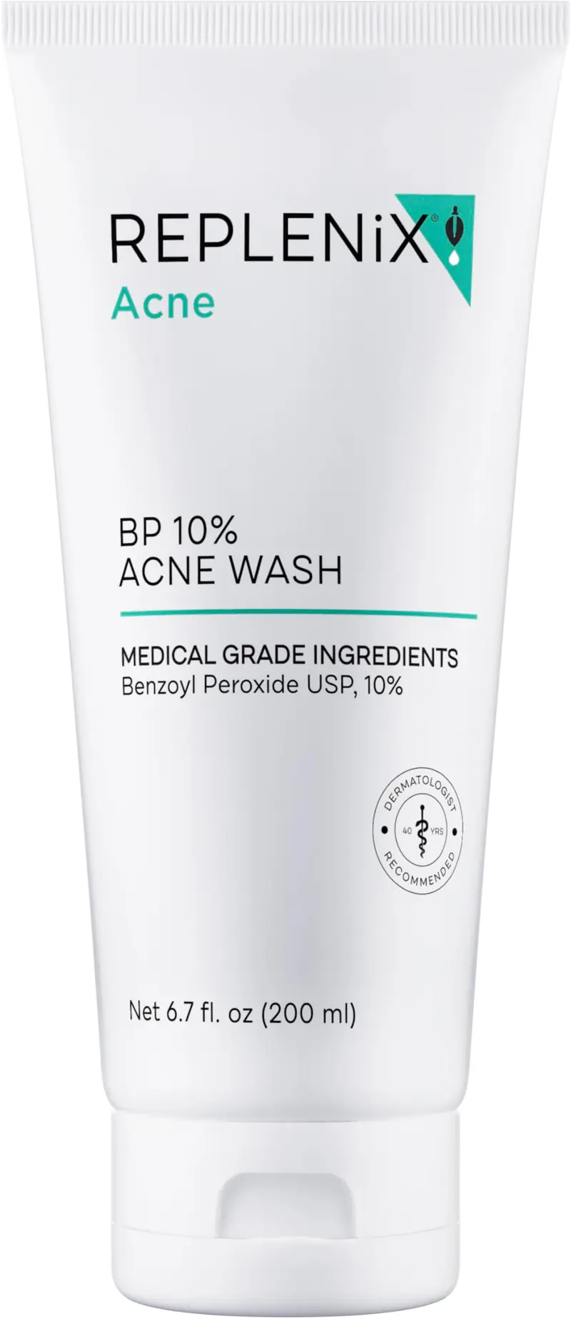 Replenix BP Acne Face Wash – Nettoyant visage non gras 10% de peroxyde de benzoyle, 6,7 oz