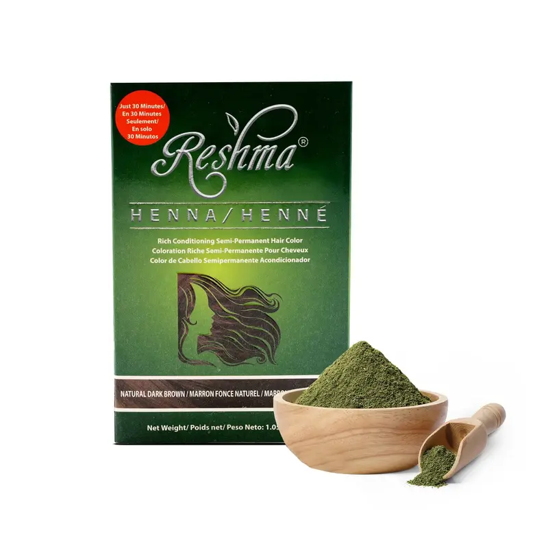 Reshma Beauty – Coloration au henné en 30 minutes pour cheveux – Couverture des gris à 100% et brillance naturelle – Brun Foncé – 1,05 oz