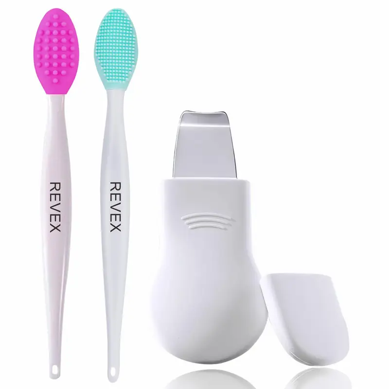 REVEX Ensemble Outils Points Noirs Nez – Nettoyage des Pores et Scrub Visage Silicone (Blanc)
