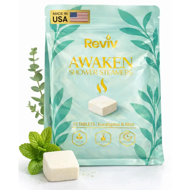 REVIV Bombes de Douche Aromathérapie – 15 Boules Longue Durée Eucalyptus & Menthe