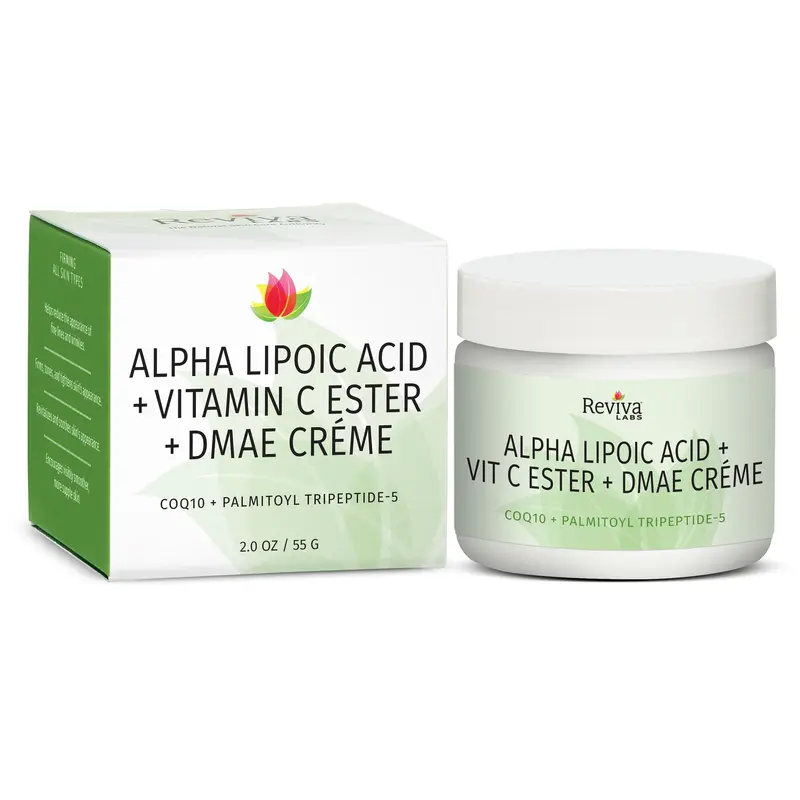 Reviva Labs Crème DMAE avec Acide lipoïque alpha et Vitamine C Ester – Lifting et Fermeté Visage et Cou