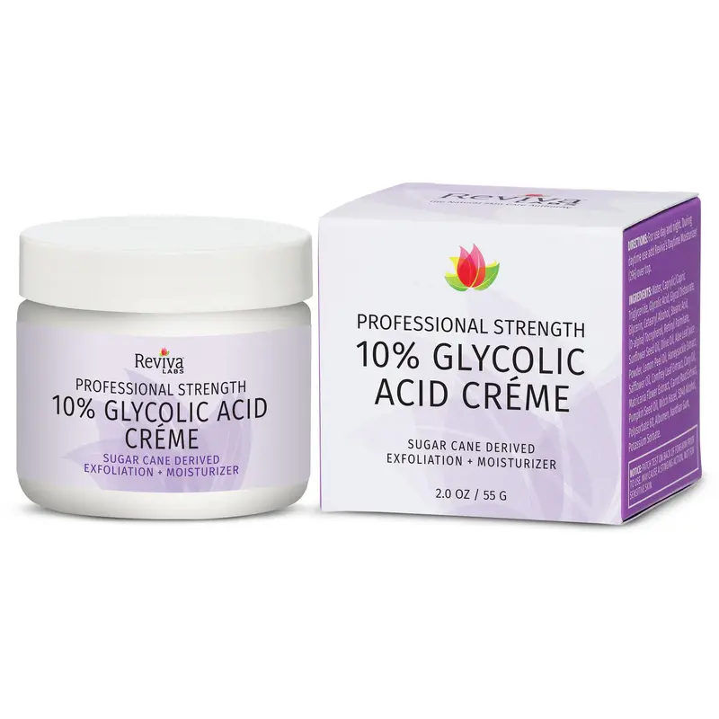 Reviva Labs Crème Glycolique 10% — Hydratation Quotidienne et Exfoliation Douce pour le Visage