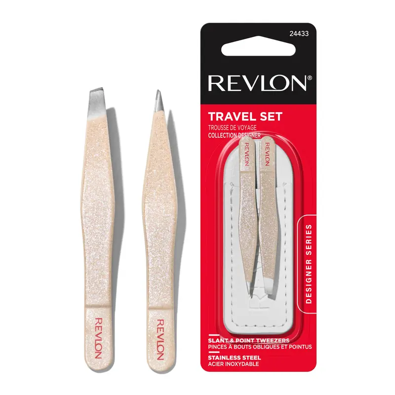 REVLON Designer Series Mini Pinces à Épiler – Becs Inclinés et Pointus, Portable et Qualité Premium
