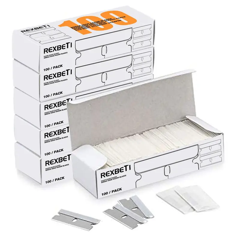 REXBETI – 600 Lames de Rasoir à Lame Simple pour Cutter et Grattoir Verre
