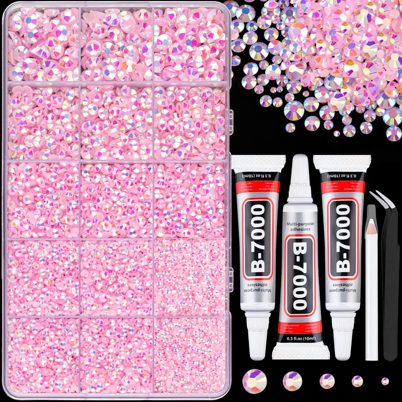 Rhinestones Résine Rose AB TINKRSTUFF — 16000 pièces, B7000, Kit Bijoux et Déco